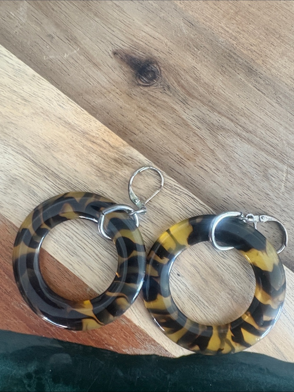 Tortoiseshell Hoop Earrings - Yellow & Brown Women Jewelry